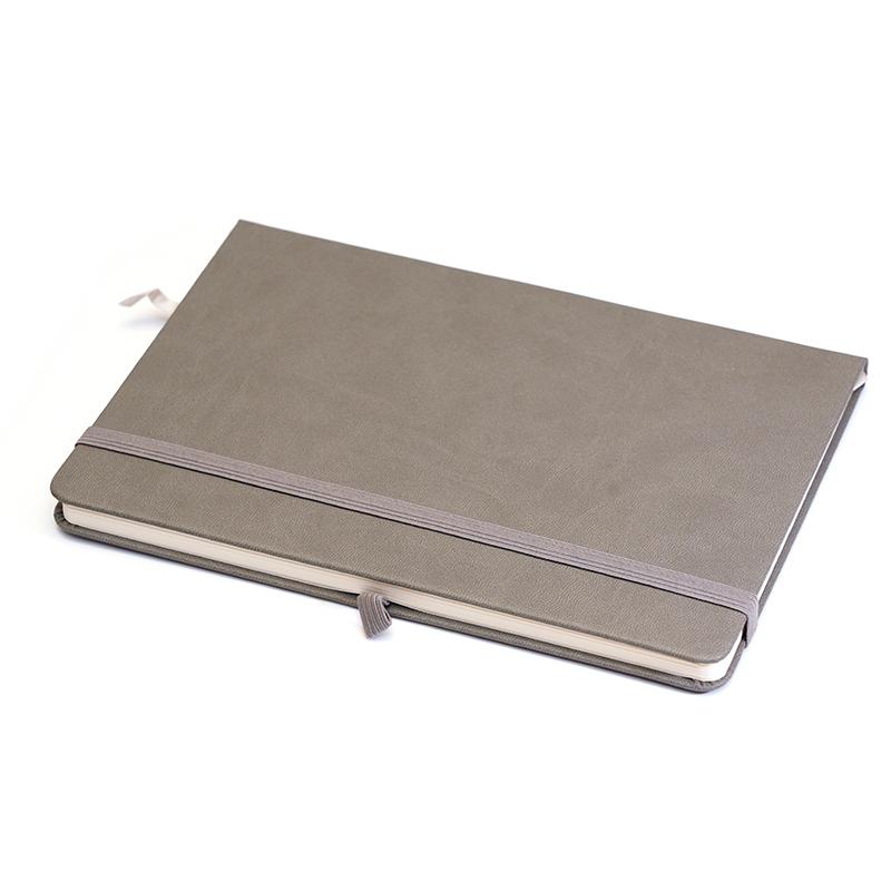 Customised Silver - Pu Leather Note Book With Elastic & Pen Holder